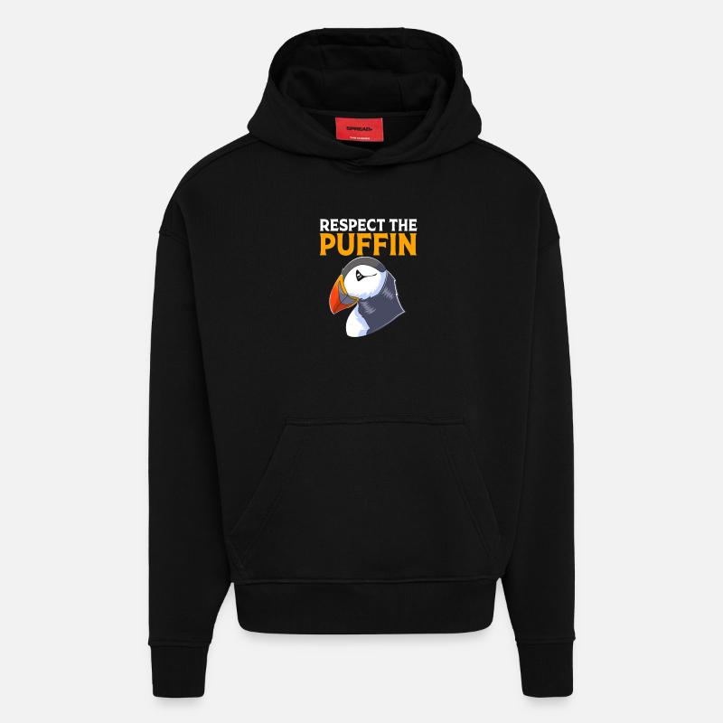 Macareux Papageientaucher - Sweat à capuche bio épais oversize fabriqué en UE - SOLID BLACK