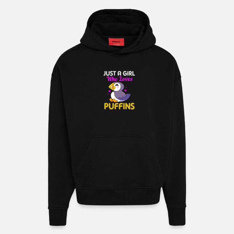Macareux Papageientaucher - Sweat à capuche bio épais oversize fabriqué en UE - SOLID BLACK