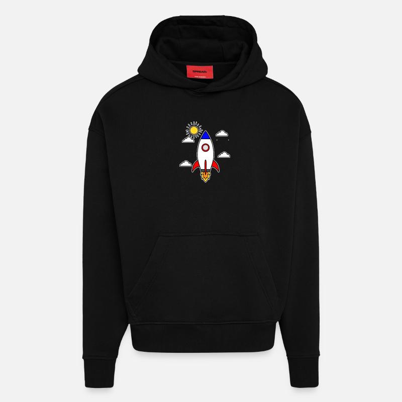 Schulstart Rakete Raumschiff Schulbeginn Schule - Hoodie- made by SPREAD  - SOLID BLACK