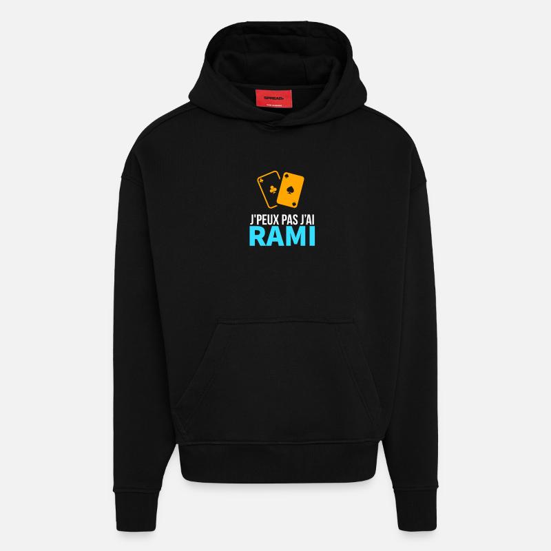 Jeu de cartes Le Rami - Sweat à capuche bio épais oversize fabriqué en UE - SOLID BLACK
