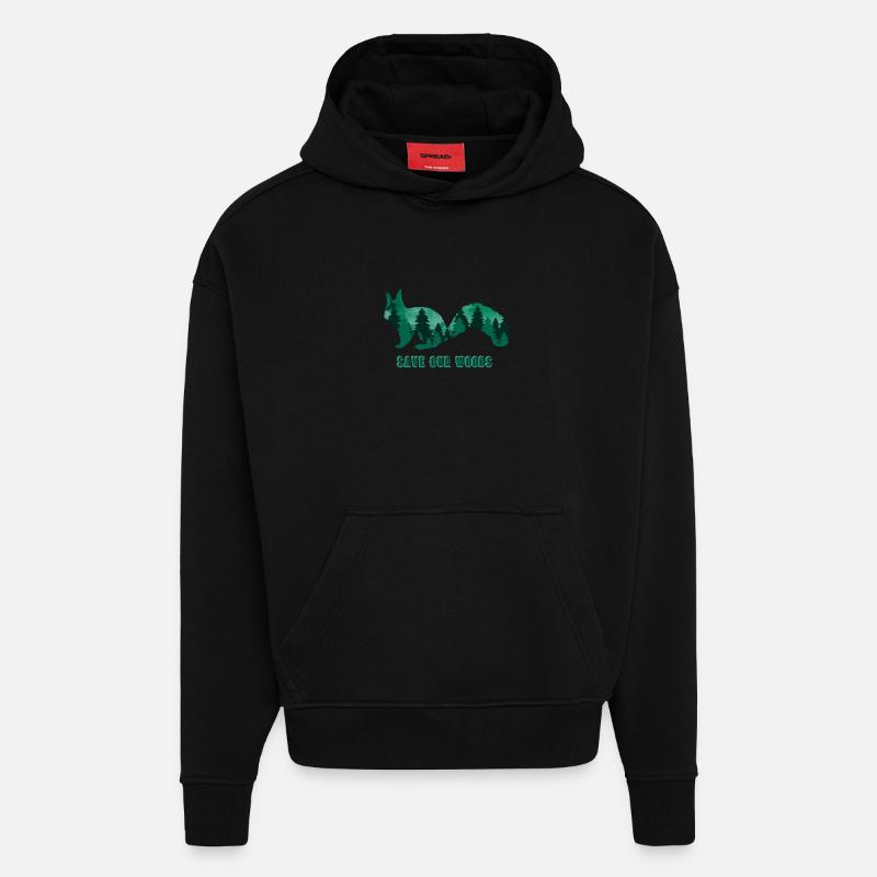 Umweltschutz Eichhörnchen Klimawandel Naturschutz - Hoodie- made by SPREAD  - SOLID BLACK