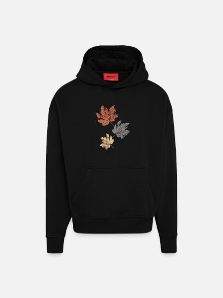 Bunte Herbstblätter Herbstlaub - Hoodie- made by SPREAD - SOLID BLACK
