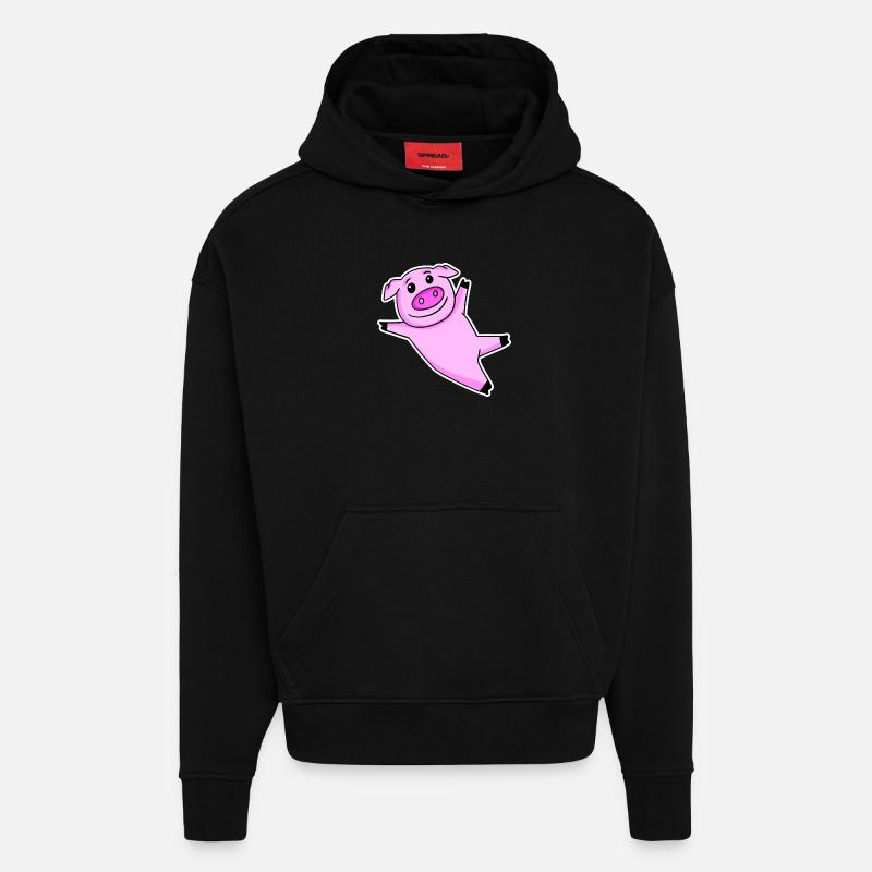 Cochon mignon - Sweat à capuche bio épais oversize fabriqué en UE - SOLID BLACK