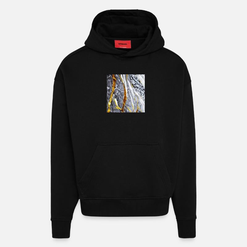Marmor Gold Textur - Hoodie- made by SPREAD  - SOLID BLACK