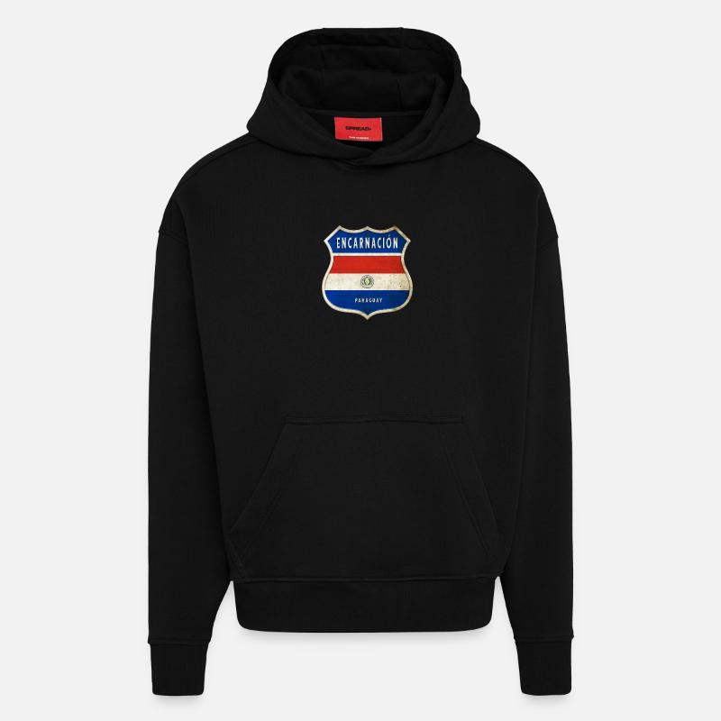 Encarnación Paraguay Design du drapeau - Sweat à capuche bio épais oversize fabriqué en UE - SOLID BLACK