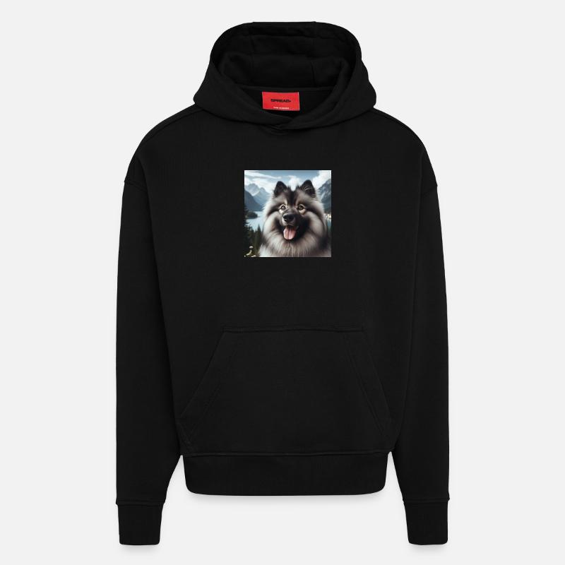 Joyeux Wolfspitz - Sweat à capuche bio épais oversize fabriqué en UE - SOLID BLACK