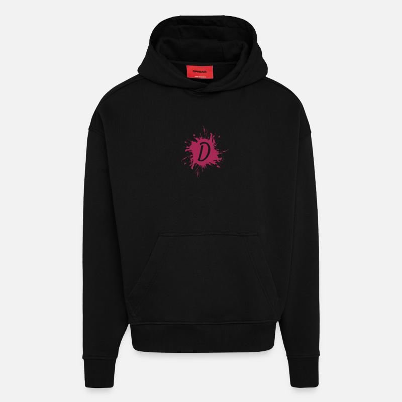 Letter D - initial letter D - Hoodie- made by SPREAD - SOLID BLACK