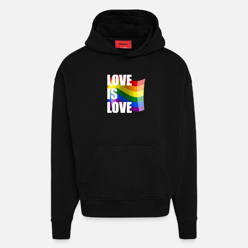 Rainbow Love Wave Design - Hoodie- made by SPREAD - SOLID BLACK