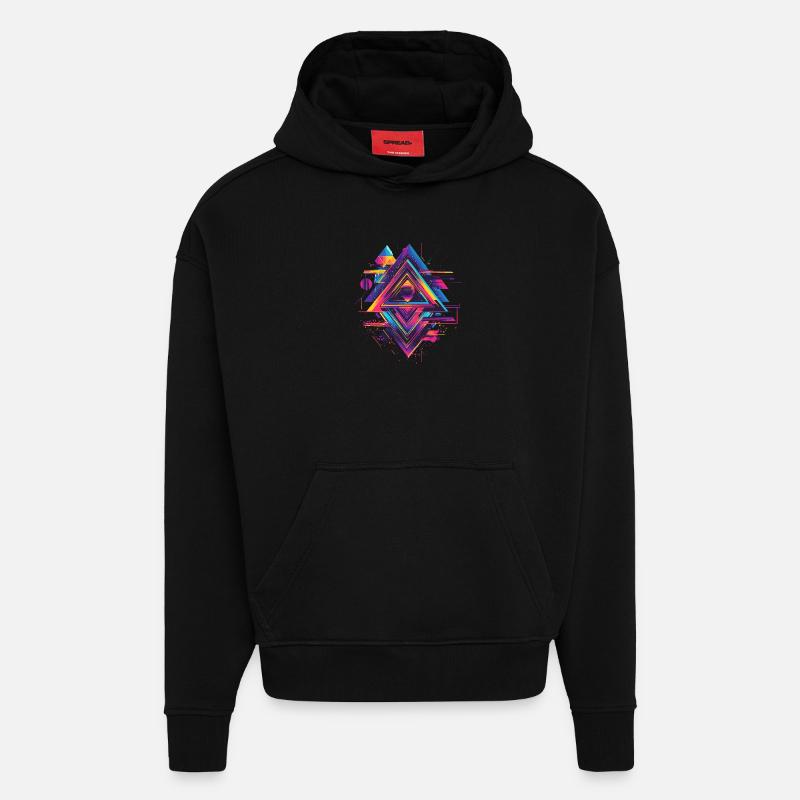 Futuristisches Psychedelisch Techno Trance 90s 80s - Hoodie- made by SPREAD - SOLID BLACK