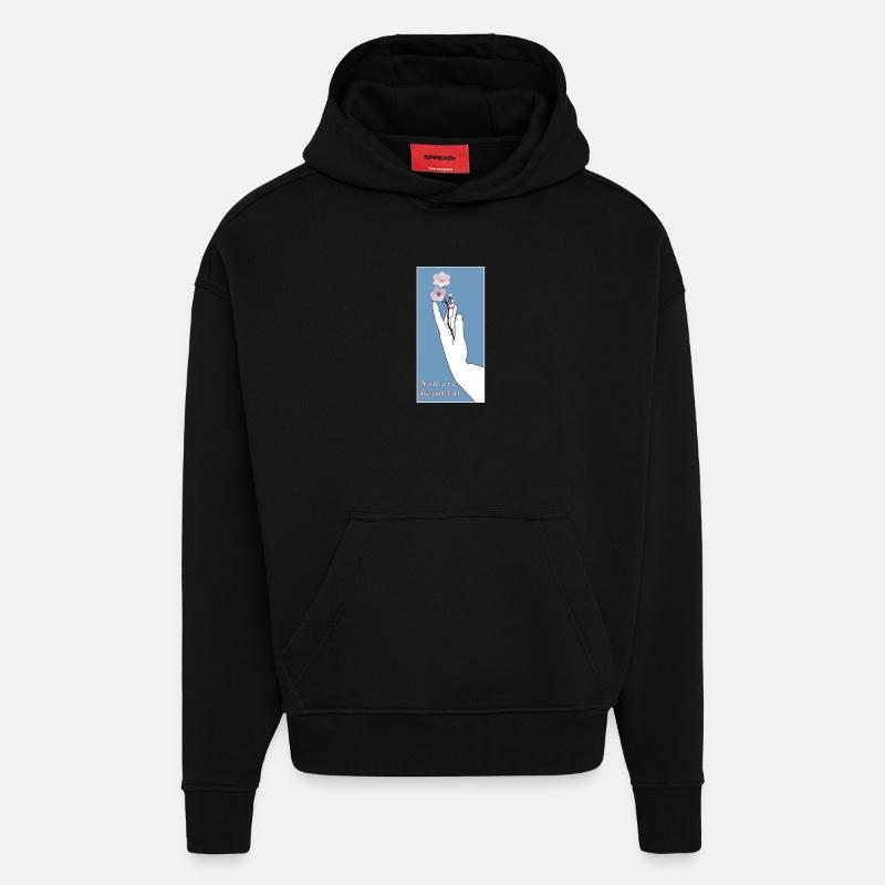 Tu es belle - Sweat à capuche bio épais oversize fabriqué en UE - SOLID BLACK