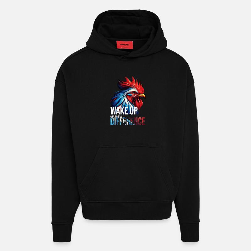 WAKE UP AND MAKE A DIFFERENCE-DB - Hoodie- made by SPREAD  - SOLID BLACK