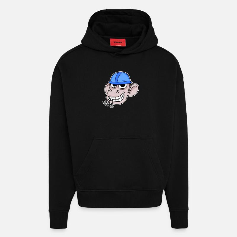 Affe Baustelle Bauarbeiter - Hoodie- made by SPREAD  - SOLID BLACK