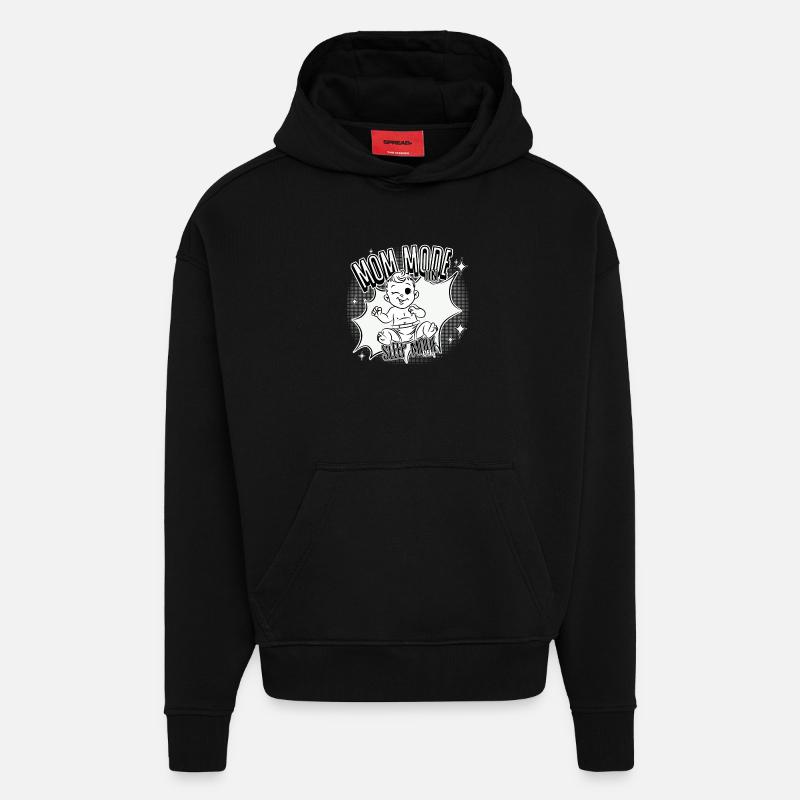 Mode Maman Activé – Mode veille désactivé - Sweat à capuche bio épais oversize fabriqué en UE - SOLID BLACK