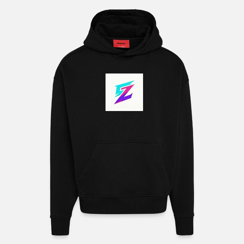ZickZack Neon Gradient Logo - Hoodie- made by SPREAD - SOLID BLACK
