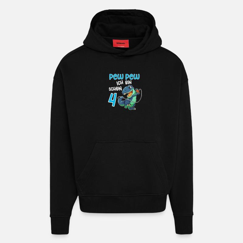 4e anniversaire T Rex Gaming - Sweat à capuche bio épais oversize fabriqué en UE - SOLID BLACK