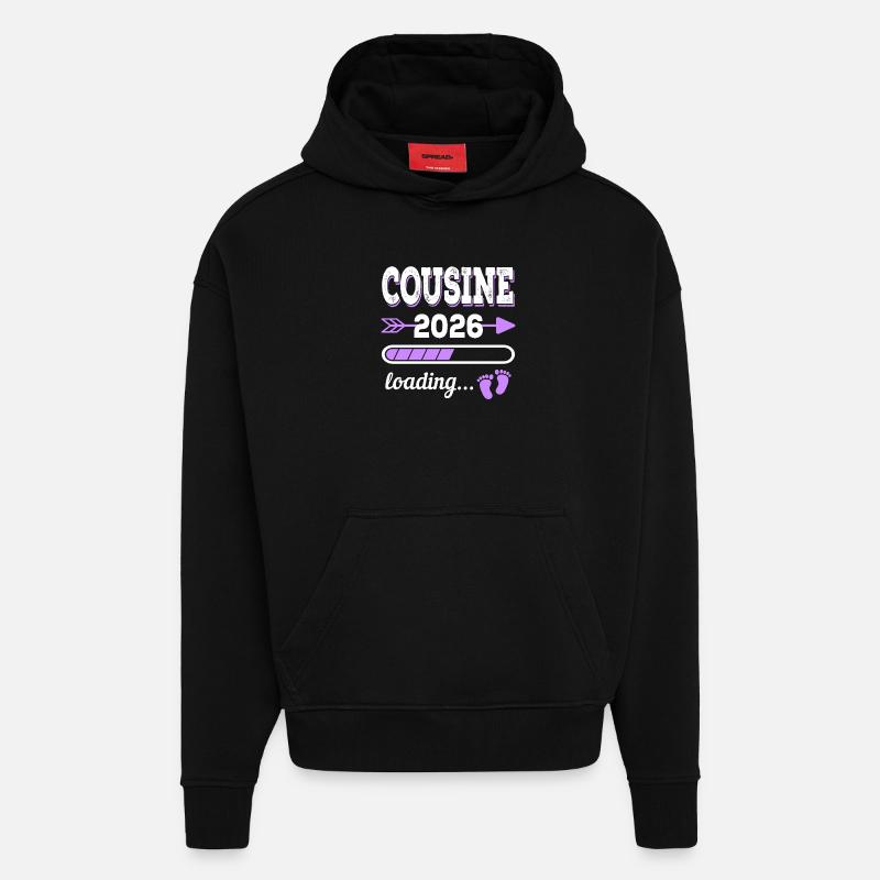 Cousine 2026 Loading Schwangerschaft Geschenkidee - Hoodie- made by SPREAD  - SOLID BLACK