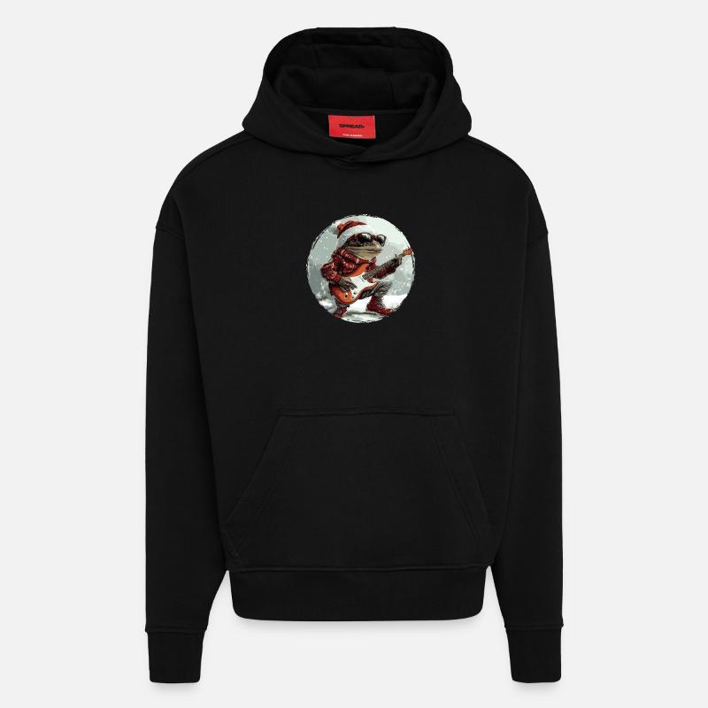Guitare de Noël Frog - Sweat à capuche bio épais oversize fabriqué en UE - SOLID BLACK