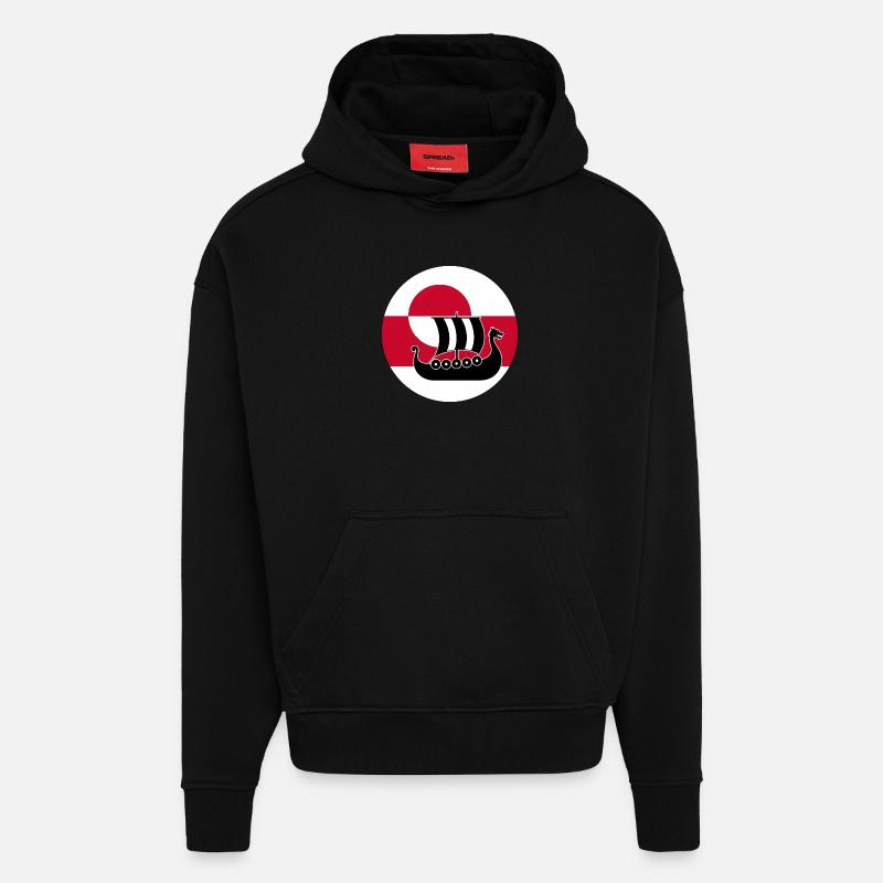 Langschiff-Design der grönländischen Flagge - Hoodie- made by SPREAD - SOLID BLACK
