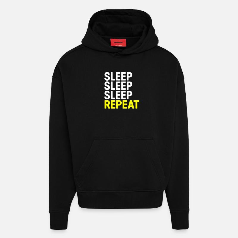 Søvn Søvn Søvn Gentag - Heavyweight oversized organic hoodie made in EU - SOLID BLACK