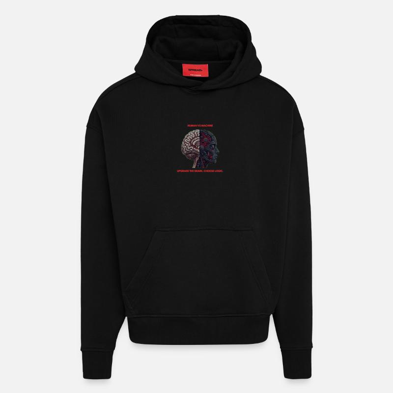 Human VS Machine Cyber Brain Logic - Hoodie- made by SPREAD - SOLID BLACK