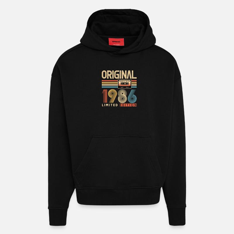 40e anniversaire, 40 ans - Sweat à capuche bio épais oversize fabriqué en UE - SOLID BLACK