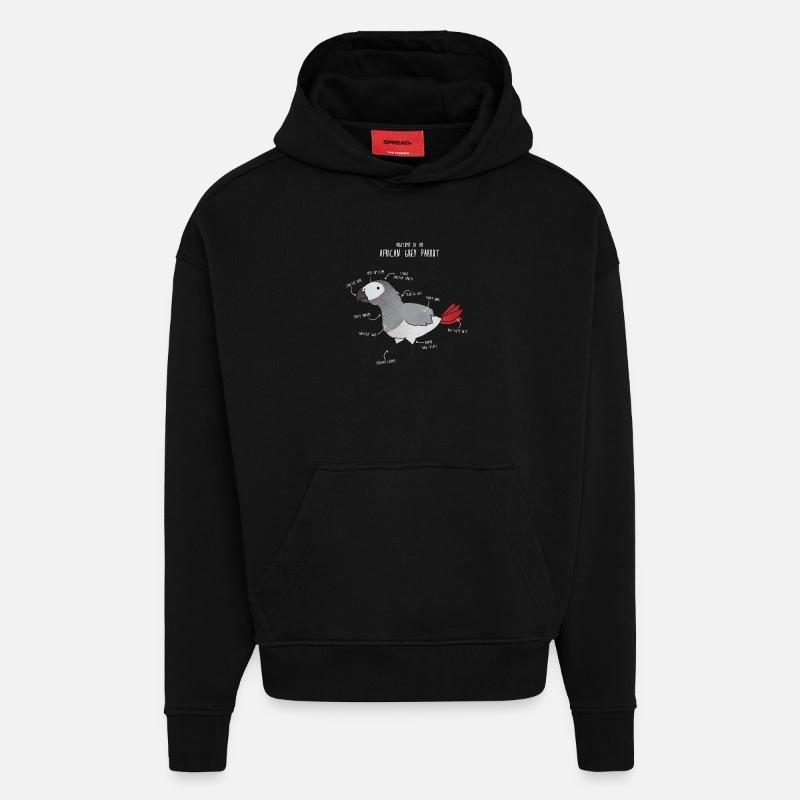 Anatomie du python royal - Sweat à capuche bio épais oversize fabriqué en UE - SOLID BLACK