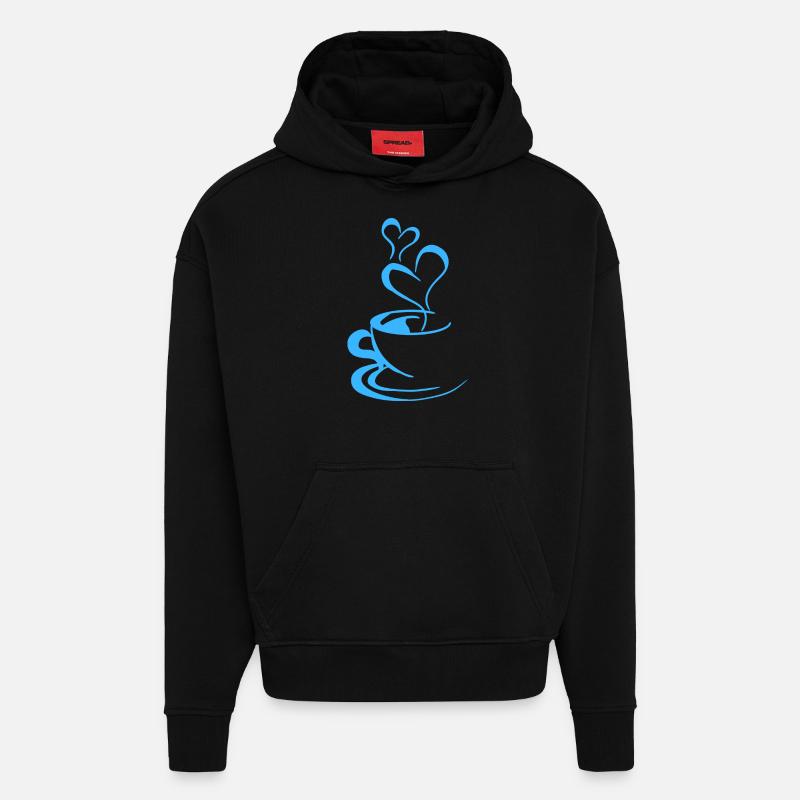 Tasse à café bleue - Sweat à capuche bio épais oversize fabriqué en UE - SOLID BLACK