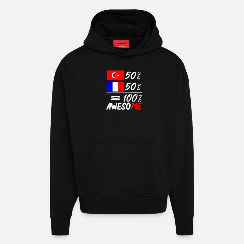 Moitié Français / moitié Turc - Sweat à capuche bio épais oversize fabriqué en UE - SOLID BLACK