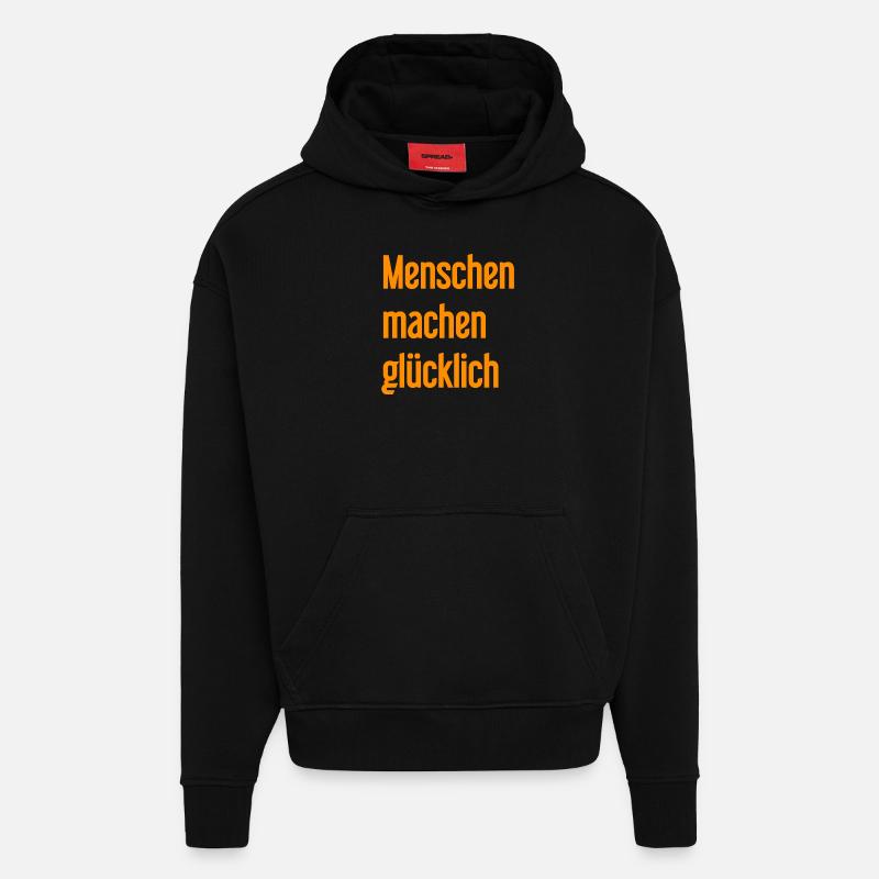 Menschen machen glücklich – Positives Statement - Hoodie- made by SPREAD  - SOLID BLACK