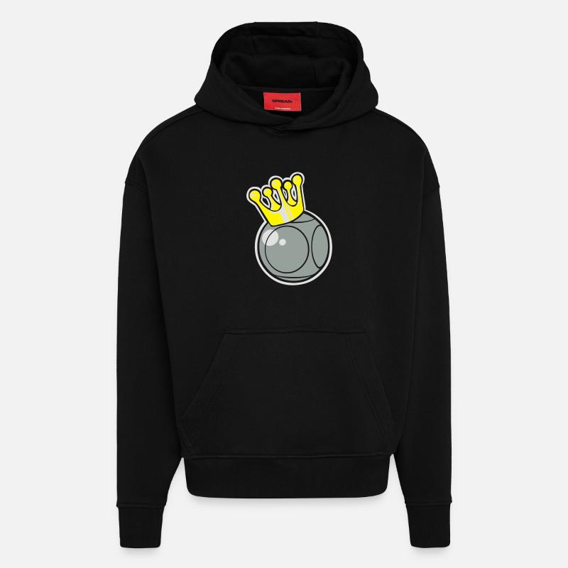 roi pétanque logo flex - Sweat à capuche bio épais oversize fabriqué en UE - SOLID BLACK
