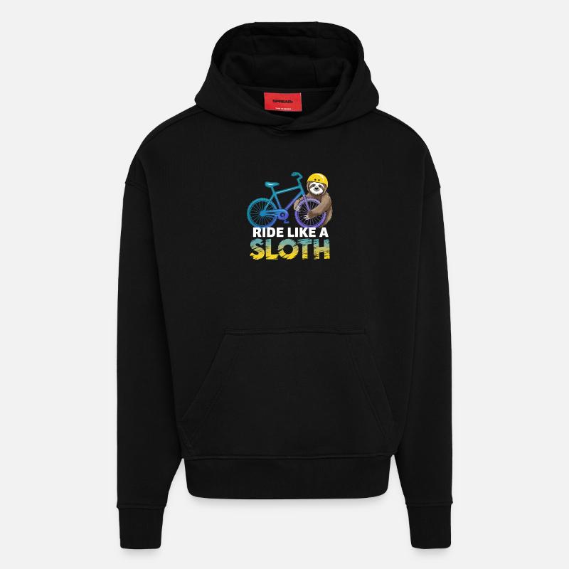 Faultier Biker mit Helm - Hoodie- made by SPREAD  - SOLID BLACK