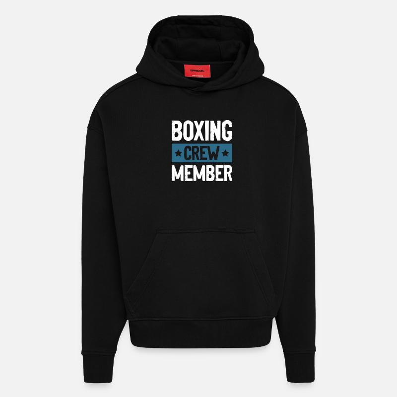 Équipe de boxe - Sweat à capuche bio épais oversize fabriqué en UE - SOLID BLACK