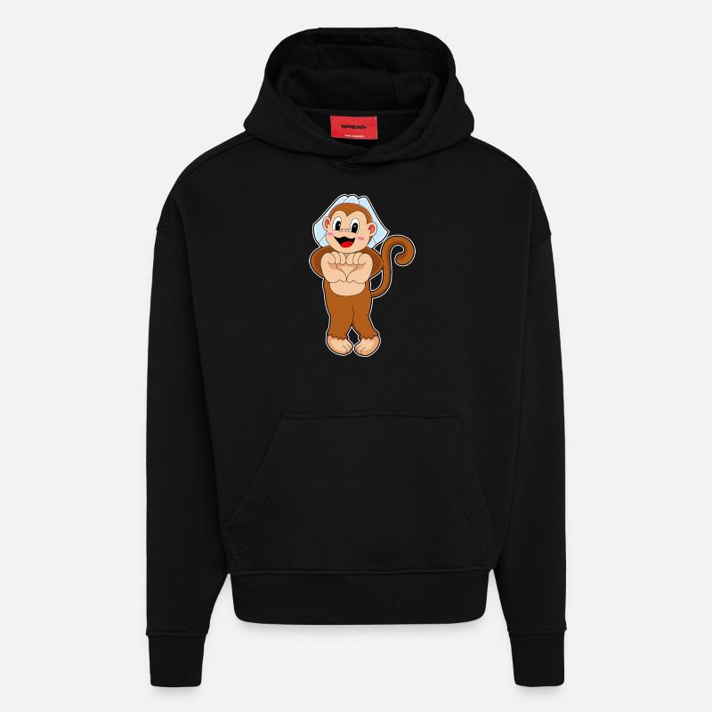 Monkey Bride Wedding - Hoodie- made by SPREAD  - SOLID BLACK