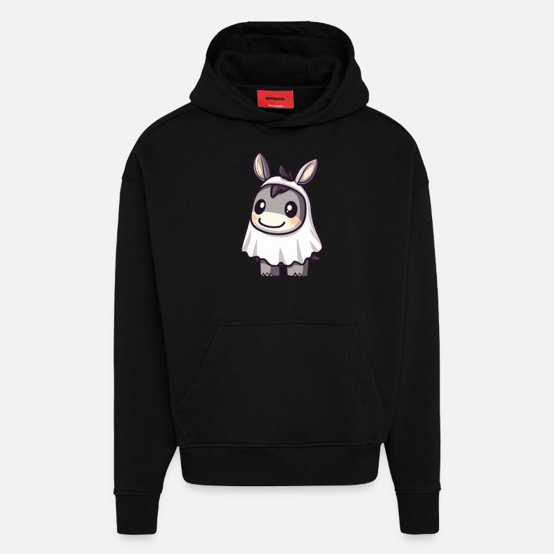 Esel Halloween Lustig Geist - Hoodie- made by SPREAD - SOLID BLACK