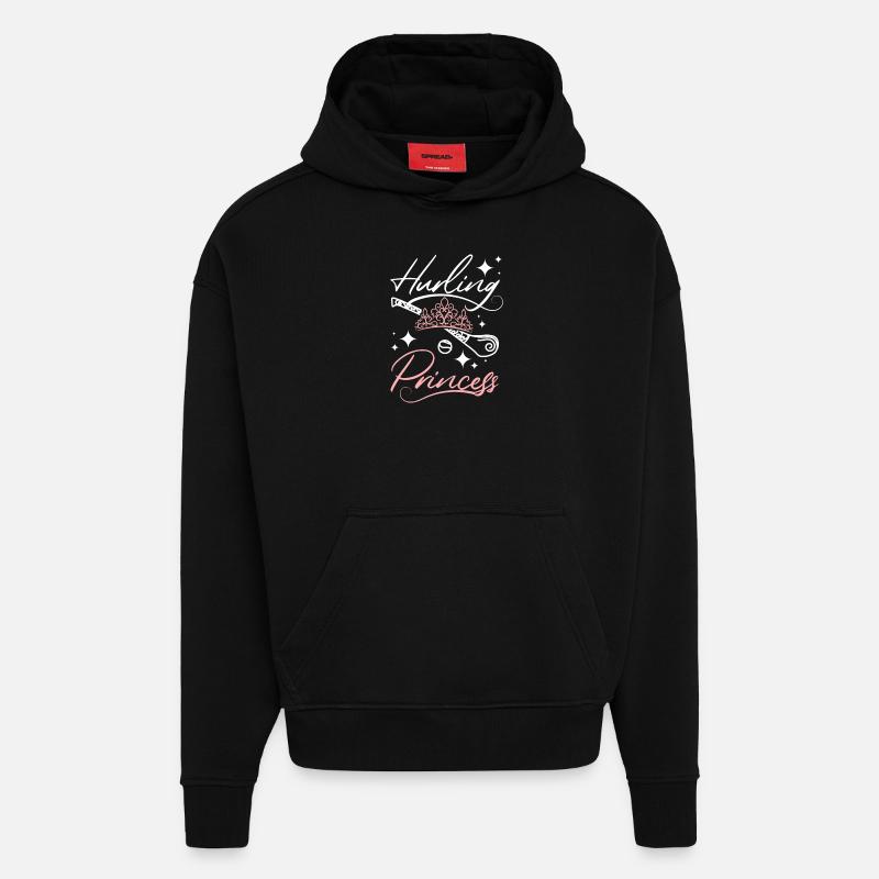 Fille Hurling Princesse - Sweat à capuche bio épais oversize fabriqué en UE - SOLID BLACK