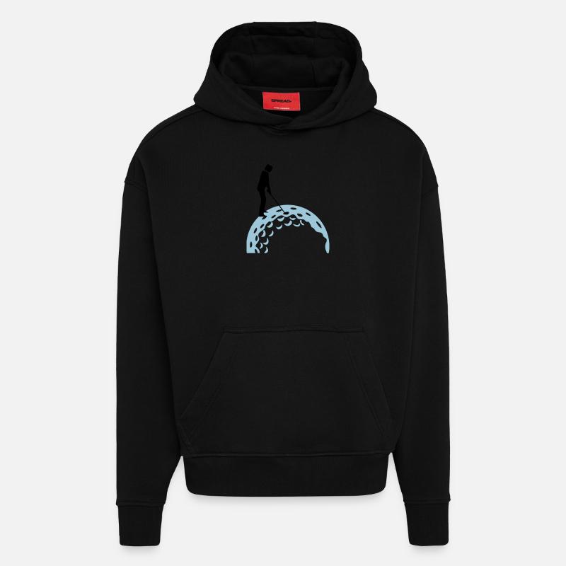 golfing (2c) - Hoodie- made by SPREAD  - SOLID BLACK