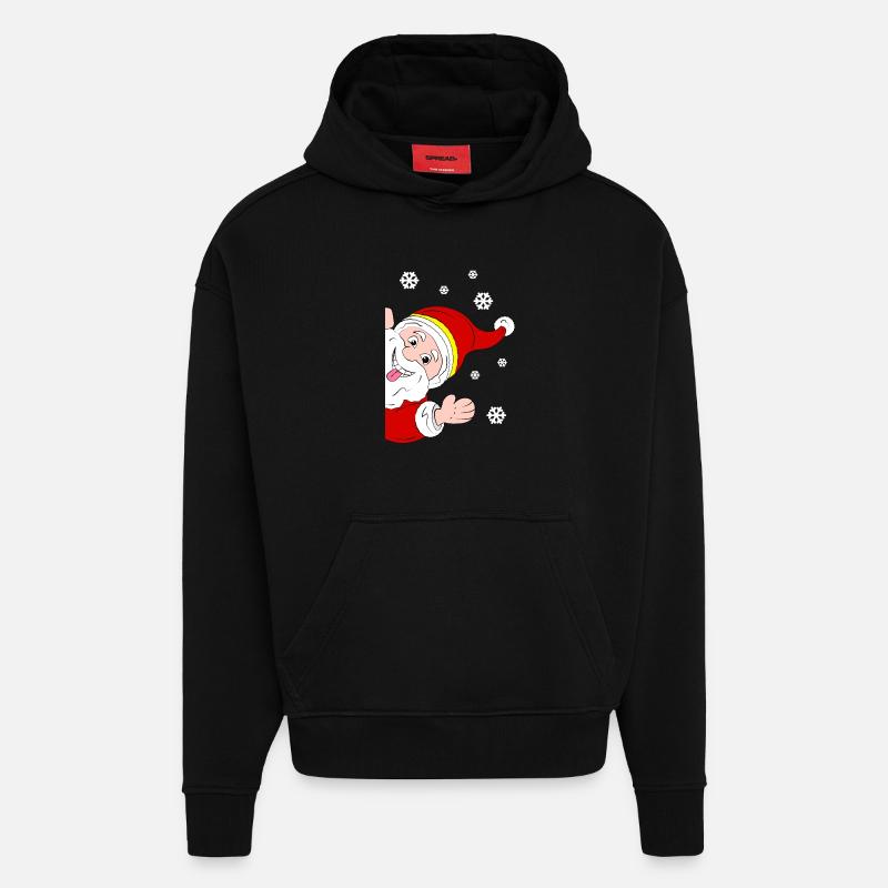 Froher Weihnachtsmann Schneegruß - Hoodie- made by SPREAD  - SOLID BLACK