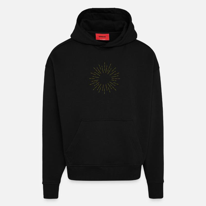 Rayons du soleil - Sweat à capuche bio épais oversize fabriqué en UE - SOLID BLACK