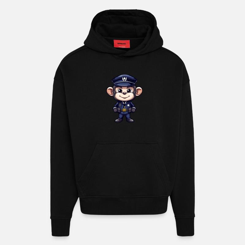 Polizei Äffchen - Hoodie- made by SPREAD  - SOLID BLACK