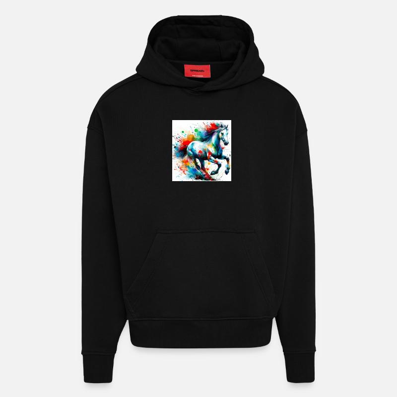 Cheval - Sweat à capuche bio épais oversize fabriqué en UE - SOLID BLACK