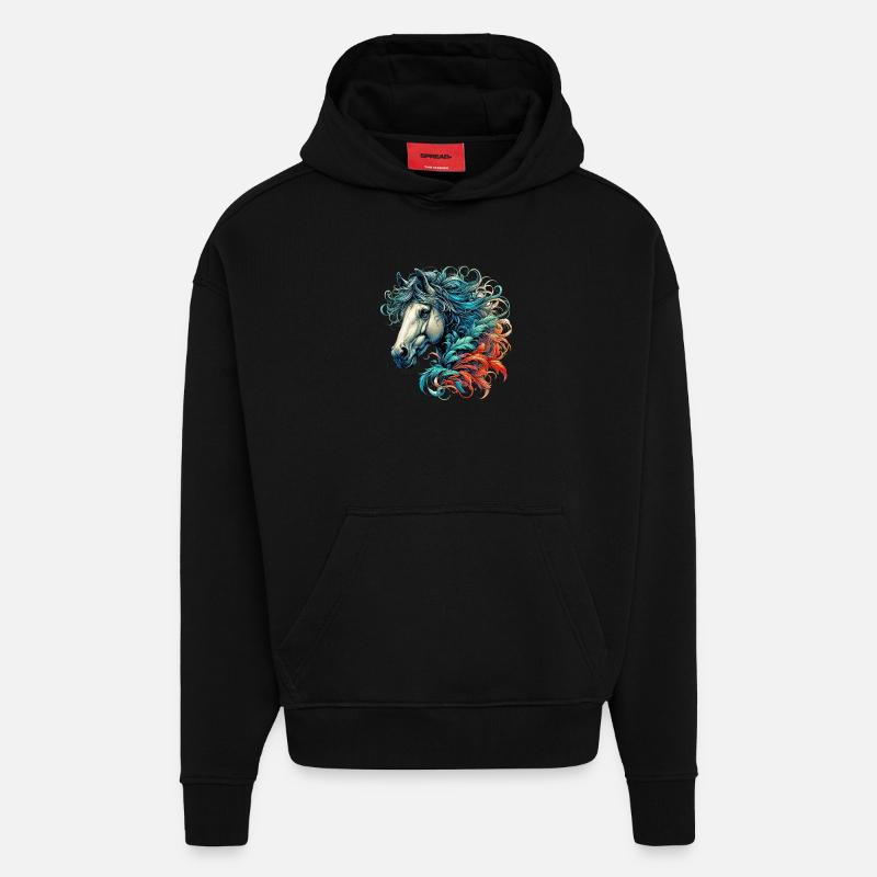 Pferd - Hoodie- made by SPREAD  - SOLID BLACK