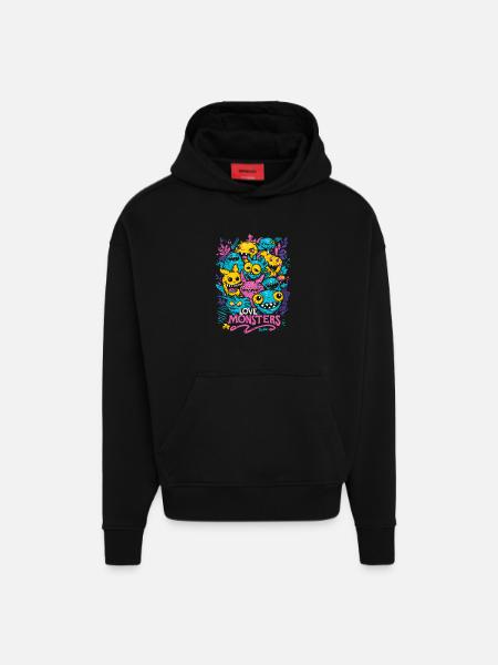Love Monsters - Hoodie- made by SPREAD - SOLID BLACK