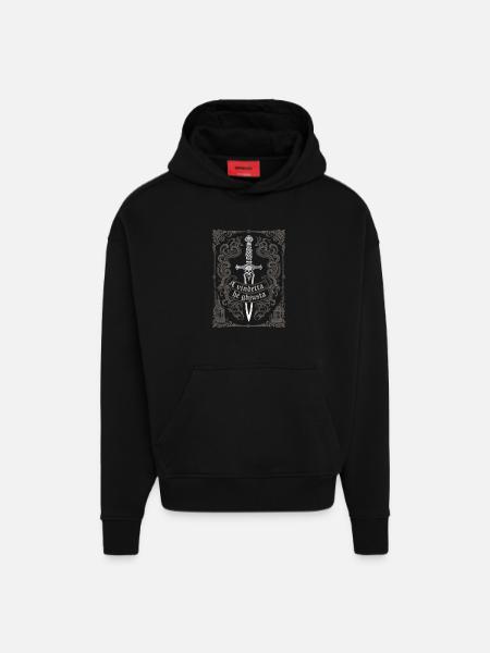 A vindetta hè ghjusta - Sweat à capuche bio épais oversize fabriqué en UE - SOLID BLACK