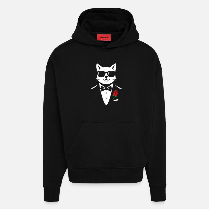 Le chat cool - Sweat à capuche bio épais oversize fabriqué en UE - SOLID BLACK