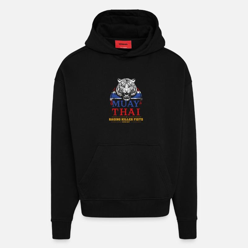 Tiger Muay Thai - Hoodie- made by SPREAD - SOLID BLACK