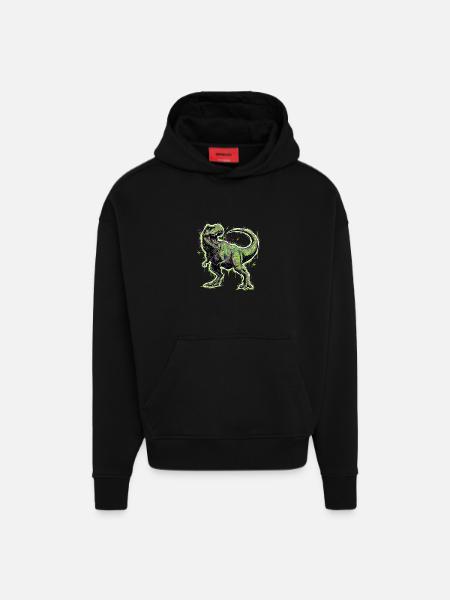 Tyrannosaur_electrique Dinosaur - Hoodie- made by SPREAD - SOLID BLACK