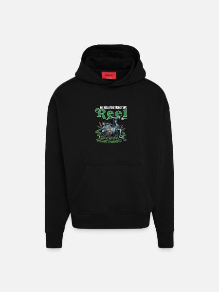 Angelrollen-Humor-Campingzitat - Hoodie- made by SPREAD  - SOLID BLACK