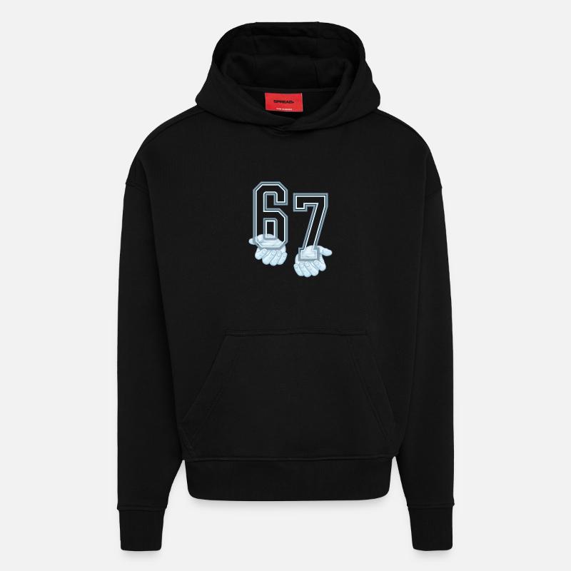 Six Seven 67 Meme - Sweat à capuche bio épais oversize fabriqué en UE - SOLID BLACK