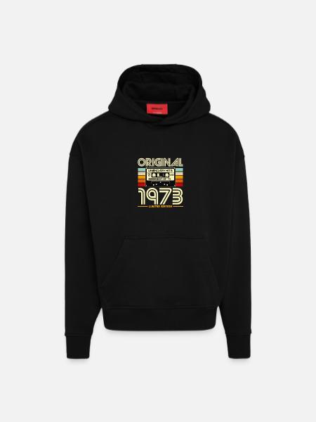 Original 1973 Retro Cassette - Hoodie- made by SPREAD - SOLID BLACK