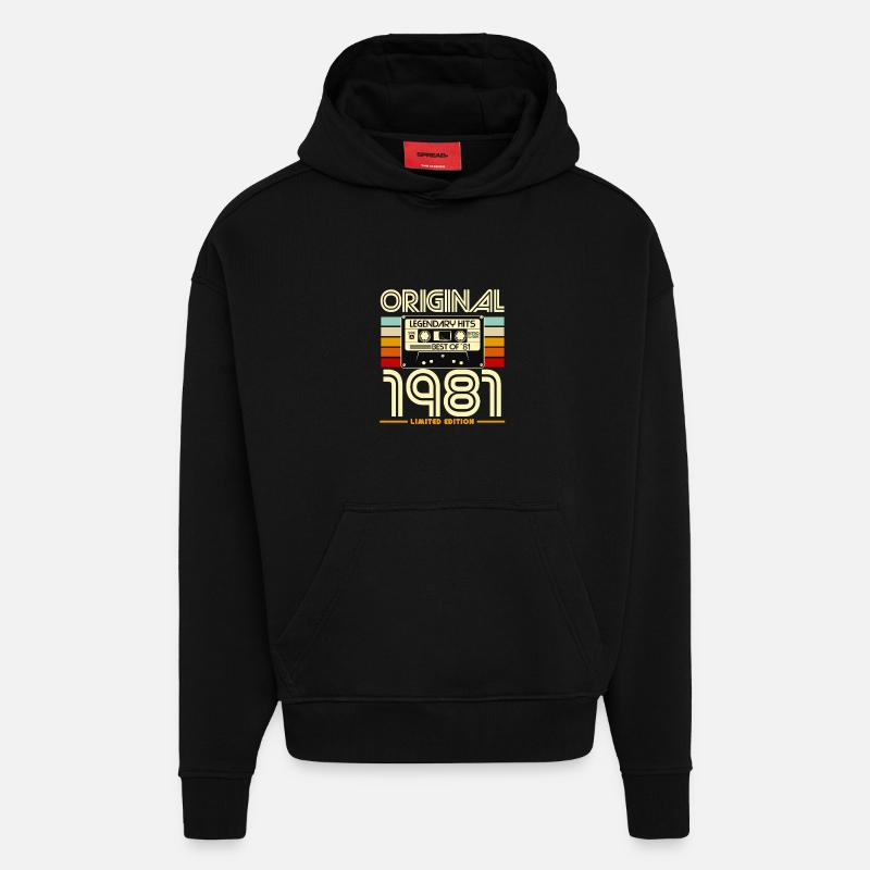 Original 1981 Cassette Limited - Hoodie- made by SPREAD  - SOLID BLACK